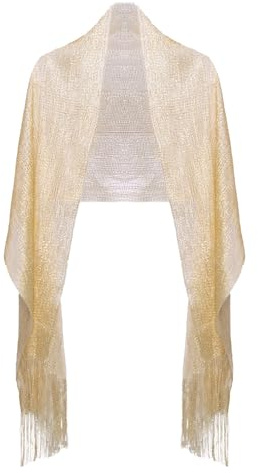 Basic Sense Metallic Shawl - Sparkling Evening & Bridal Wedding Wraps for Women
