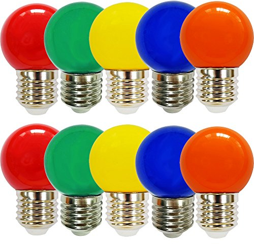 NCC-Licht 10 x LED Leuchtmittel Tropfen Kugel 2W E27 360° Bunt gemischt rot grün blau orange gelb