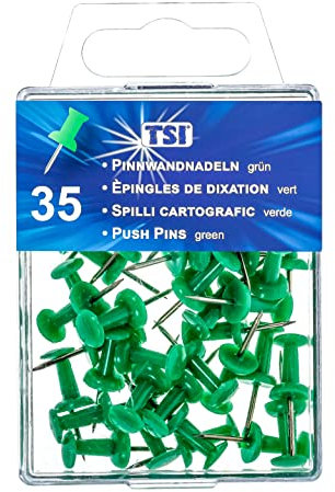 TSI Pinnwandnadeln 35er Packung, Farbe: grün, Standard, Art. Nr. 48326