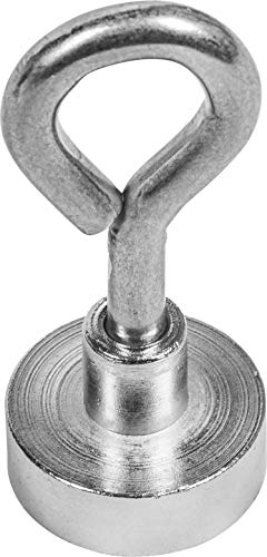 Connex Neodym-Topfmagnet - Mit Schrauböse - Ø 20 x 7 mm - 1 Stück - Extra starker Magnet - 11 kg Haftkraft - Für Haushalt, Werkstatt & Auto / Powermagnet mit Öse / Magnetöse / DY7100016