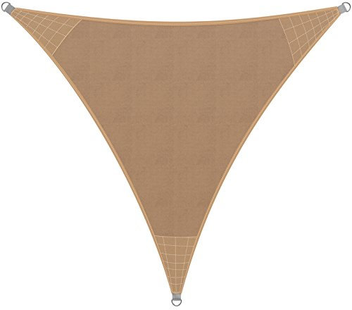 DETEX® Sonnensegel HDPE Sonnenschutz Dreieck 5x5x5m 50+ UV-Schutz Garten Segeltuch mit Ösen Sichtschutz Windschutz Beige Terrassenüberdachung