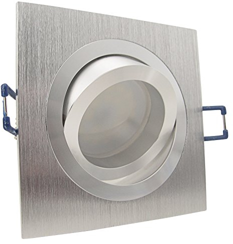 trendlights24 Noble LED Einbaustrahler 230V Alu Silber eckig GU10 10er Set LED-Spots 4W Kaltweiß 120° Decken Einbauleuchten Einbauspots schwenkbar