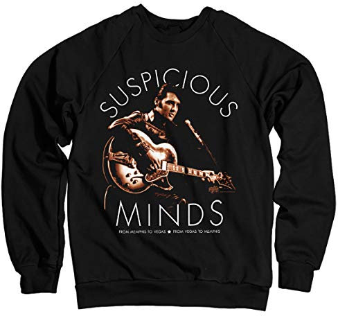 ELVIS PRESLEY Offizielles Lizenzprodukt Suspicious Minds Sweatshirt (Schwarz) X-Large