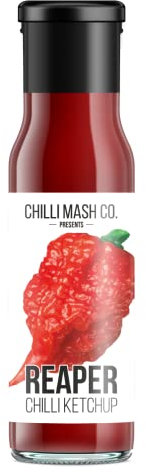 Carolina Reaper Chilli Ketchup 250ml - Chilli Mash Co - Vegan and Vegetarian Extremely Hot Gourmet Ketchup Made with the World's Hottest Chilli