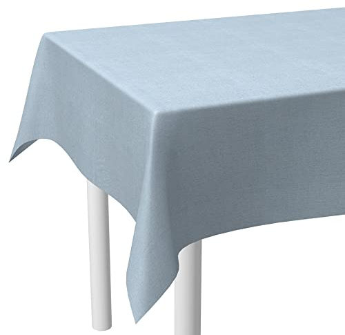 LILENO HOME Tischdecke abwaschbar als Meterware 180x140cm (Schnittkante) in Denim Blau - Wachstuchtischdecke wasserabweisend ideal als Tischtuch o. Tischläufer für Bierzeltgarnitur