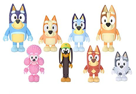 Bluey’s Family and Friends Figure, Blue, 6-8 cm, 8-Pack