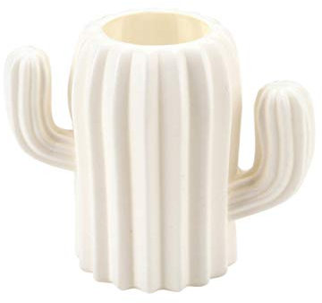 GREENLANS-1 Vase en plastique en forme de cactus pour pot de fleurs séchées - Décoration de bureau - Blanc laiteux