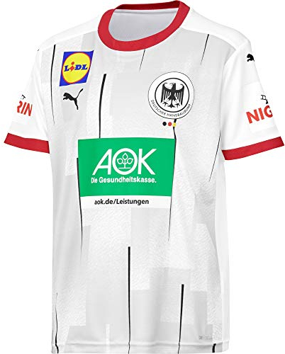 DHB Puma Handball Home Shirt Erwachsene S - XXL Deutsche Nationalmannschaft White Chilli Pepper, Größe:XXL