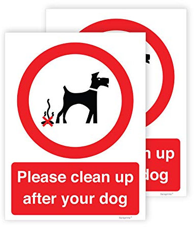 Paquete de 2 letreros de caca de perro (200 x 150 mm), autoadhesivos, impermeables, para limpiar después de ensuciar a tu perro Sara Prints®