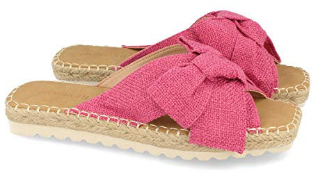 shoes&blues.es 55013-Sandalia Plana de Mujer, Forrado con Yute, y Pala de Rafia con Lazo, Primavera Verano 2021. Talla 38 Fucsia