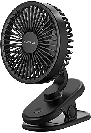 Focuses USB Desk Fan, Portable, Black, 3 Speeds, 270° Rotate, Clip & Desk, Modern Office & Outdoor Lifestyle