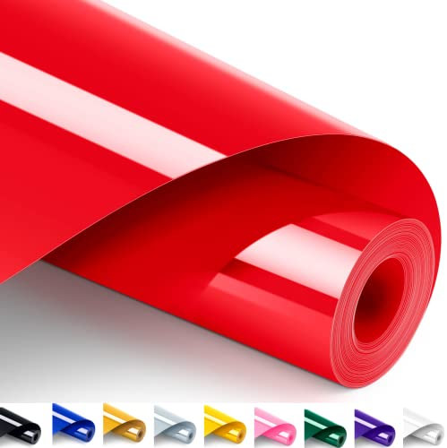 Artcut 12 x 12ft Heat Transfer Vinyl, HTV Vinyl Iron on Vinyl, Permanent Vinyl Vinyl Rolls, HTV Vinyl Bundles, Red Vinyl for Shirts - Easy to Cut (Red)