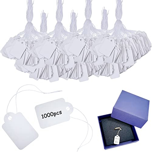 LBING 1000Stk Preisschilder Preisetiketten Klein Hängeetiketten Mit Faden für Flohmarkt Schmuck Kleidung