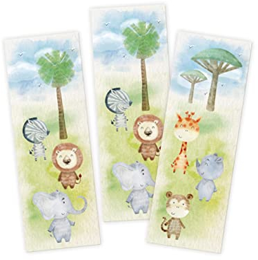 Junapack 12 Lesezeichen Tiere Zebra Löwe Mitgebsel für Kindergeburtstag Gastgeschenke für Mädchen Jungen