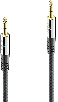 sonero Audiokabel 3,5mm Klinke Stereo AUX Audio Kabel vergoldet Nylon 1,5m | Nylon, vergoldete Kontakte, Metallstecker und 3-fache Schirmung für HiFi, Smartphones, Tablets, Autoradio und MP3-Player