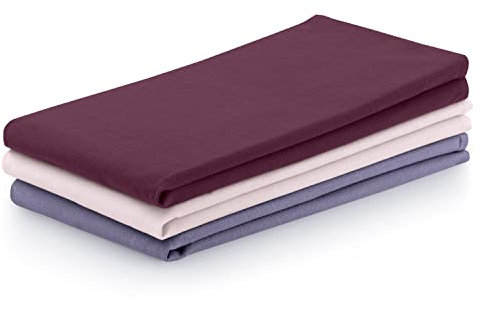 AmeliaHome 3er Set Geschirrtücher Baumwolle Küchentücher 50x70 cm Glatt Letty Violett Puderrosa Rosa