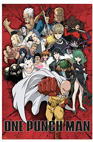 Grupo Erik Anime Poster - One Punch Man Heroes Poster - Kunstdruck - Deko Schlafzimmer - Kunstdruck - Deko Wohnzimmer - Größe : 61 x 91 - Anime Deko - Anime Merch - Anime Geschenke