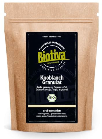 Knoblauch Granulat Bio 250g - ohne Zusatzstoffe - geprüft und abgefüllt in Deutschland - Biotiva