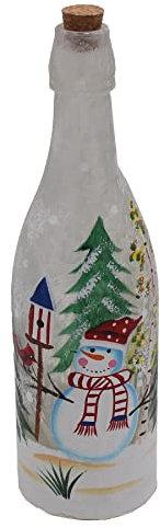 Widdle Gifts Christmas 30cm Battery Light Up Glass Bottle with 10 LEDs - Snowman 7039