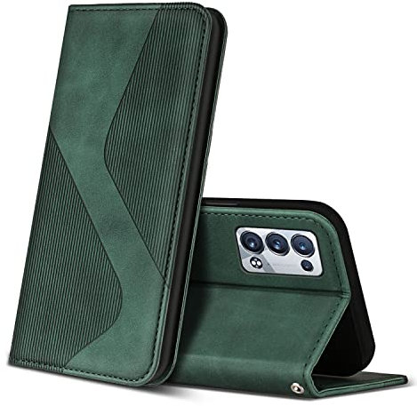 ZONNAVI Cover per Oppo Reno 6 PRO 5G, Flip Custodia Pelle PU con [Slot Cart] [Supporto Stand] [Magnetica], Cover a Libro Portafoglio per Oppo Reno 6 PRO 5G (Verde)