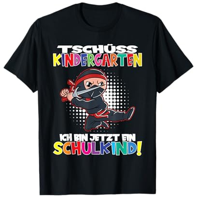 Ninja Junge Tschüss Kindergarten Ich Bin Jetzt Ein Schulkind T-Shirt