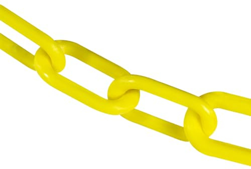 Mr. Chain Plastic Barrier Chain, Yellow, 3-Inch Link Diameter, 25-Foot Length (80002-25)