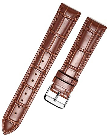 MUENShop Verlängertes Echtleder Armband XXL Schnellverschluss 18mm-22mm mit Faltschließe Schmetterlingsschnalle (Dornschließe Braun, XL-21mm)