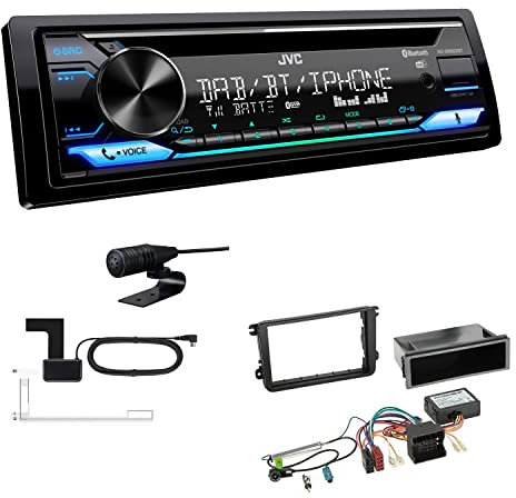 JVC KD-DB922BT 1-DIN Autoradio CD-Receiver Bluetooth DAB+ Digital Radio Einbauset passend für Volkswagen VW Beetle ab 2011 schwarz inkl Canbus