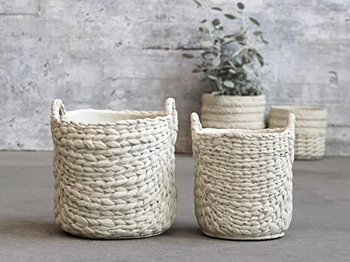 Chic Antique Corte Pflanztopf Übertopf Topf Zement mit Felchtmuster Weiß versch. Größen (H 24,5 x Ø 23 cm)