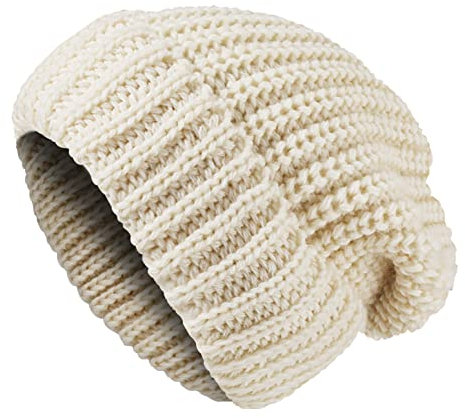 TAGVO Classic Beanie Damen Slouch Beanie Mütze Street Style Grobstrick Warm Wintermütze für Damen Herren für Winterwärmer im Herbst und Wärme Beige