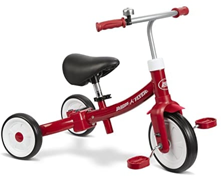 Radio Flyer Triple Play Trike, Red Toddler Tricycle, Balance Bike, and Ride On For 1-3 Years