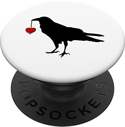Krähe mit Herz T-Shirt Valentine Blackbird Tee Shirt PopSockets mit austauschbarem PopGrip