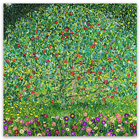 Gustav Klimt Wandkunstdrucke mit Apfelbaum, ungerahmt, Kunstposter, Ölgemälde, Reproduktionen, perfekt für Büro, Schlafzimmer, Badezimmer, Wohnzimmer, Wanddekoration (30 x 30 cm)