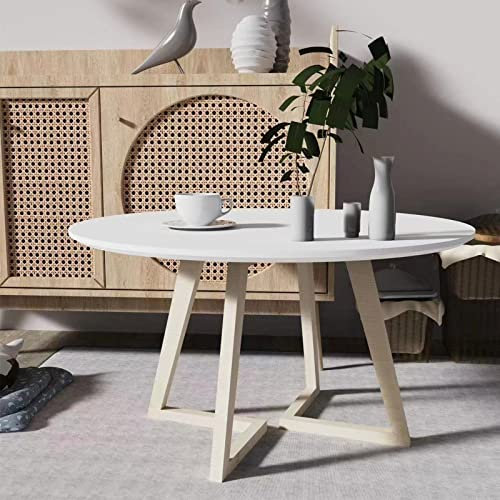 LBSI Table Basse Salon Blanche Laque Ronde, Plusieurs Tailles, Table Gigogne Moderne avec Pieds en Pin pour Salon Chambre à Coucher, Bureau, Balcon (Color : White, Size : 40 * 35cm)