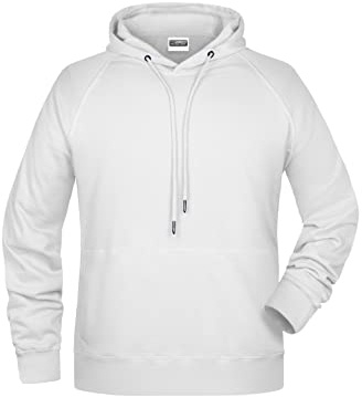 James & Nicholson Herren Kapuzensweat - Hochwertiger Kapuzensweat aus Bio-Baumwolle | Farbe: White | Grösse: M