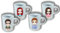 Set da 4 tazzine da caffè espresso personalizzate per gruppo di colleghi ufficio amici coinquilini con ritratto caricaturale chibi e nome idea regalo collega amico familiari