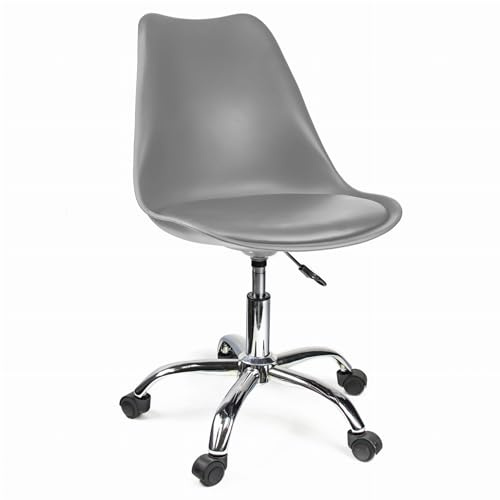 JUMI Praktisch Bürostuhl IGER - 51 x 78 x 60 cm Bürostuhl Ergonomisch, Gaming Stuhl - Pc Stuhl, Schreibtischstuhl, Drehstuhl Mit Rollen, Höhenverstellung, Kunstoff (Öko-Leder, Grau)