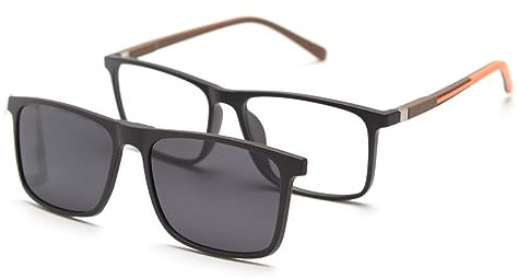 kachawoo Magnetische Clip-on Sonnenbrille Polarisierte Quadratische Sonnenbrille Männer Frauen Fahren Brillen (brown orange black)