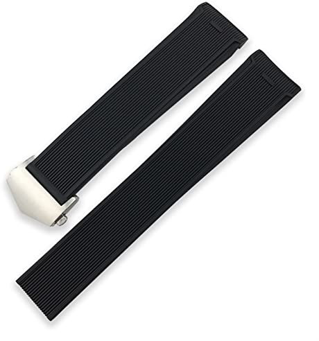 SOMKB Gummi-Uhrenarmband 22 mm 20 mm Silikon Uhrenarmband für Tag Heuer Aquaracer 43 mm 41 mm Gehäusedurchmesser Schwarz Blau Sport Armband, 22 mm, Achat