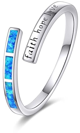 YFN Glaube Hoffnung Liebe Ring Sterling Silber Opal Ring Inspirational Schmuck für Frauen Männer Jungen (7)