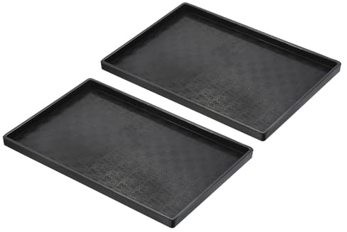 PATIKIL Bandejita de Comida Rápida de 12X8 2Pcs Bandejas de Plástico Reutilizables de Uso Múltiple con Textura de Mosaico para Restaurante Hogar y Cocina Color Negro