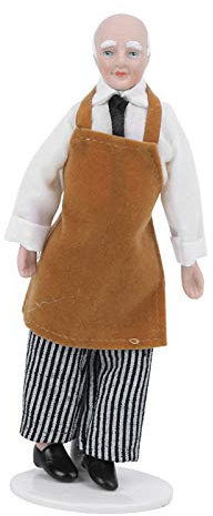 Alvinlite 1:12 Puppenhaus Miniatur Porzellanpuppe, Puppenhaus Miniatur Menschen Mini Puppenhaus Modell Ornament Puppe Koch Mann Diener Puppenhaus Zubehör (Vermieter)