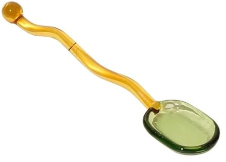 Glas Teelöffel Kreative Glas Milch Löffel Farbige Transparente Kaffee Dessert Rühren Langen Griff Löffel Runde Küche Geschirr Rührstab Glas Kaffeelöffel (Color : Green, Size : 16x3x1cm)