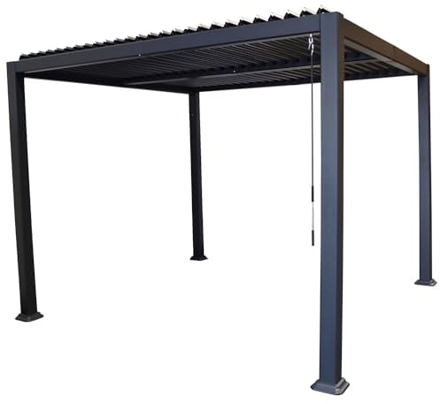 DEGAMO Gartenpavillon Lamellenpavillon Baracoa 300x300cm, Gestell Aluminium, Lamellendach aus Aluminium, dunkelgrau
