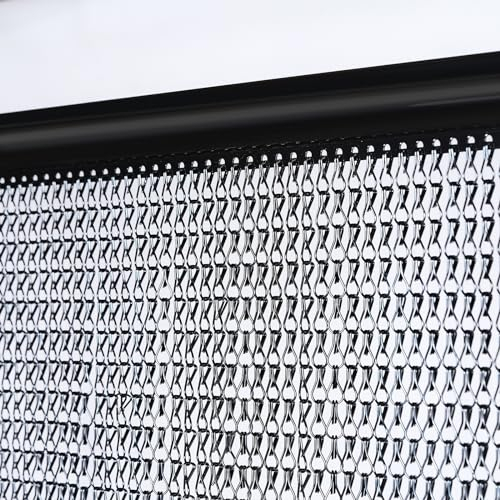 Gluwoer Rideau à Chaînes en Aluminium 90×200cm Rideau Volant en Métal, Écrans de Porte à Rideau de Chaîne, Stores Anti-Insectes Antiparasitaire (Noir)