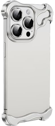 SONIGRA Special-Shaped Metal Corner Anti-Fall Case Suitable for iPhone 12, Borderless Slim No Back Shockproof Bumper with Lens Film Cover Bumper Phone Case (Silver, for iPhone 12)