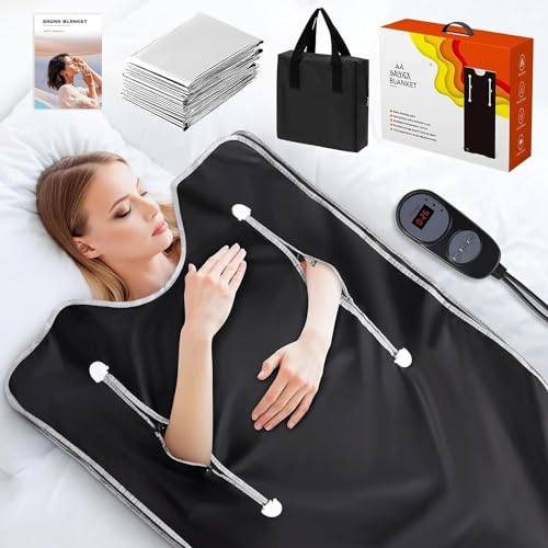 Infrared Sauna Blanket-Sauna Blanket for Home Use, Portable Design for Relaxation and Detoxification Highest 176℉, 20-60 Minutes Timer, 6 ft x 2.65 ft