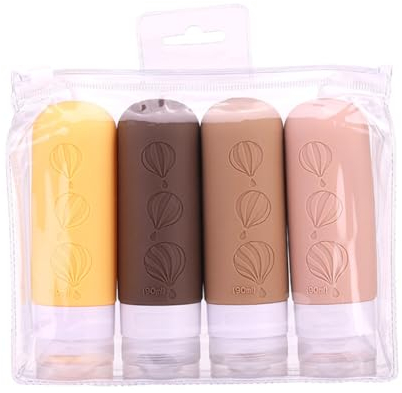 iSpchen 4pcs Bouteille de Toilette en Silicone Ensemble de Bouteilles de Voyage Lotion Récipient en Silicone Récipients de Liquide Rechargeables pour Voyage Camping Activités de Plein air #02