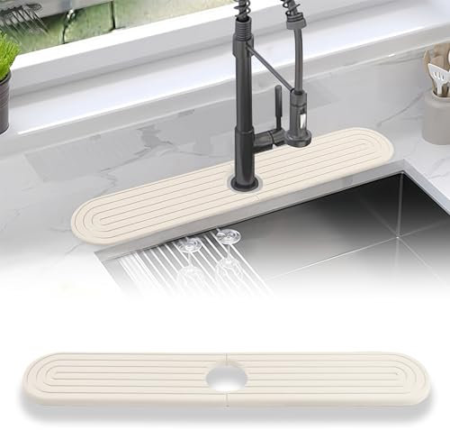 Tapis de drainage pour robinet en diatomite pour cuisine (40 x 10 cm), tapis d'évier en pierre à séchage rapide, plateau en pierre absorbant l'eau, protection contre les éclaboussures pour évier de