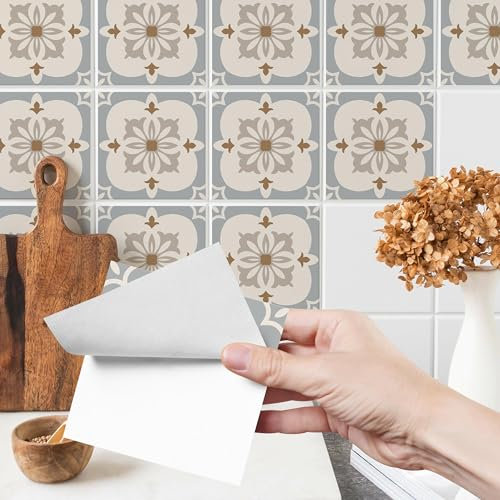 Muralo - Fliesenaufkleber Klebefliesen Selbstklebende Fliesen für Küche Bad Möbel Schrank Wand Mosaikfliesen Küchenruckwand - Ornamente im Retro-Stil Motiv - 24 Stück 20x20 (120x80cm)